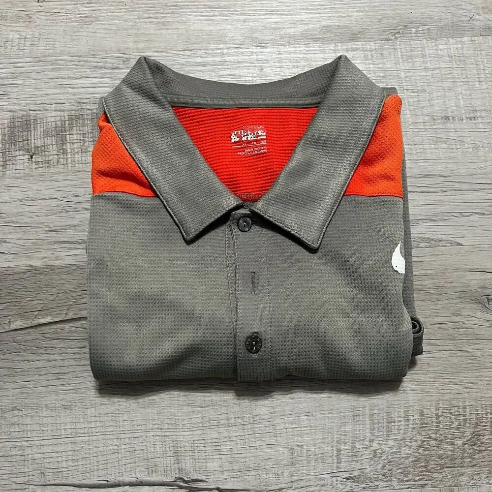 Nike Polo Shirt Men’s XL Gray Orange Dri-FIT Golf Tennis Athletic Short Sleeve